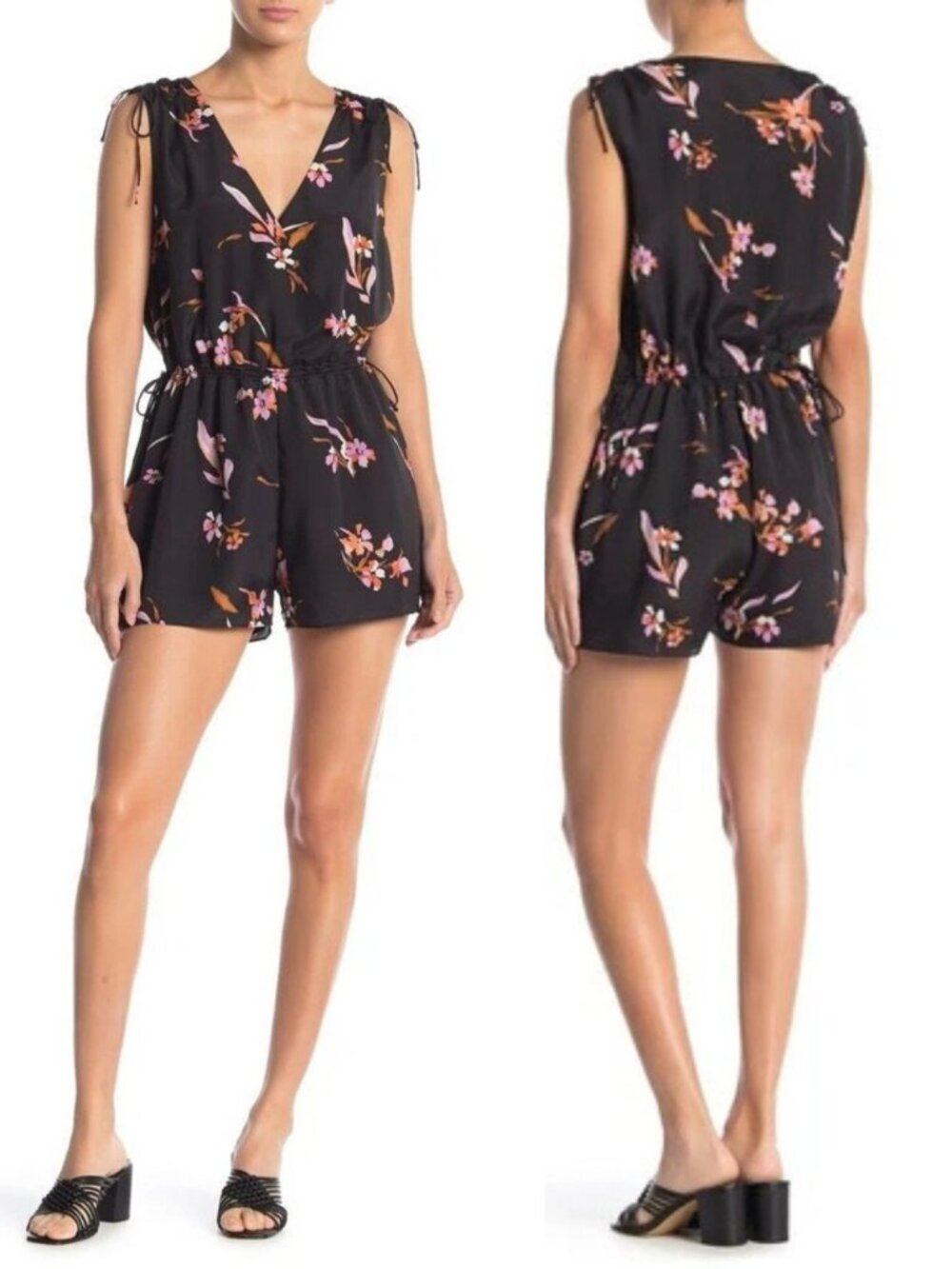 Joie - Caviar Keona Romper Jumpsuit | Medium | Black & Pink Floral